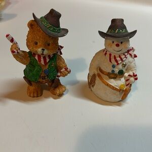 Cowboy Bear and Snowman figures